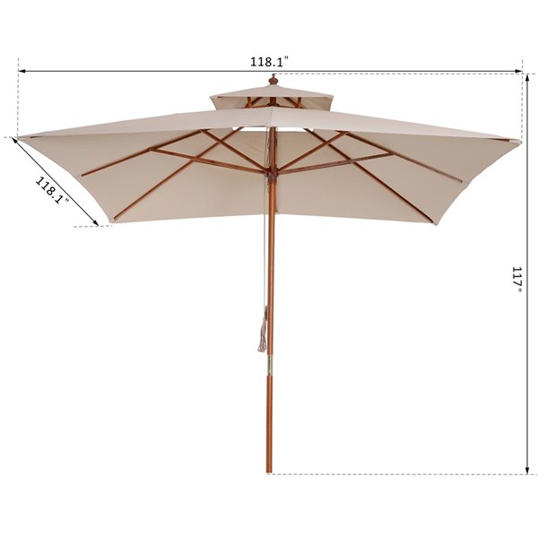 Outsunny The Sun Umbrella 9.84-ft Khaki Garden Patio Umbrella No-tilt