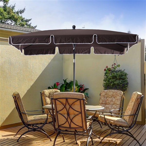 Outsunny The Sun Umbrella 4.27-ft Coffee Garden Patio Umbrella No-tilt