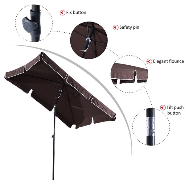 Outsunny The Sun Umbrella 4.27-ft Coffee Garden Patio Umbrella No-tilt