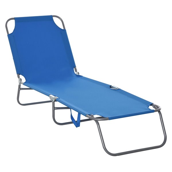 Outsunny Deck Chair Grey Stackable Metal Stationary Chaise Lounge Chair ...