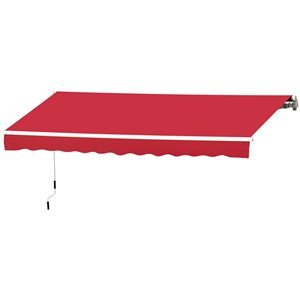 OutSunny 144-in W x 144-in Projection Red Solid Slope Low Eave Window/door Right Motor Retractable Awning