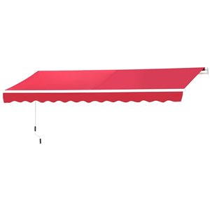 OutSunny 120-in W x 120-in Projection Red Solid Slope Low Eave Window/door Manual Retraction Awning