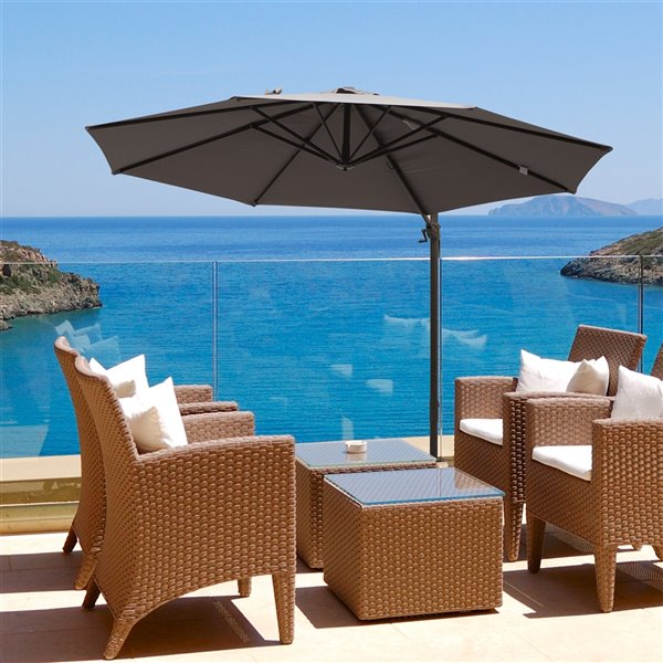 Outsunny The Sun Umbrella 9.68-ft Grey Garden Patio Umbrella Push-button