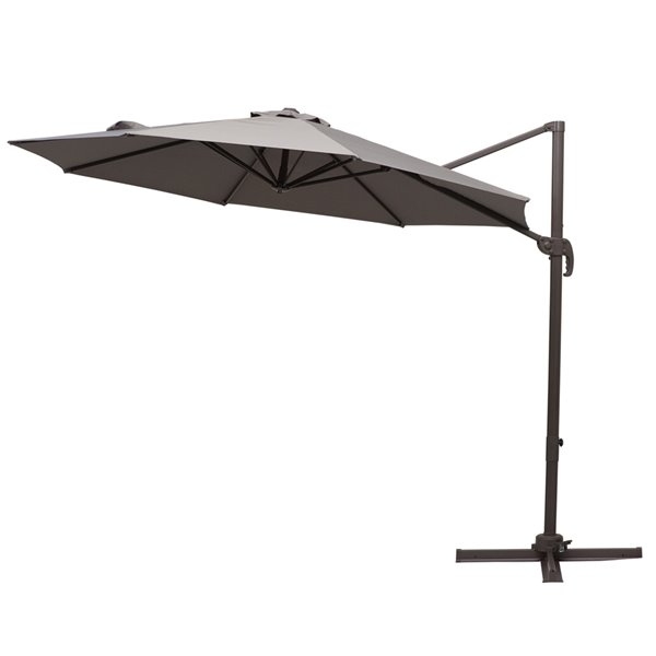 Outsunny The Sun Umbrella 9.68-ft Grey Garden Patio Umbrella Push-button