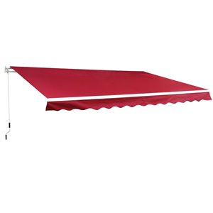 Outsunny 156-in W x 156-in Projection Red Solid Slope Low Eave Window/door Manual Retraction Awning