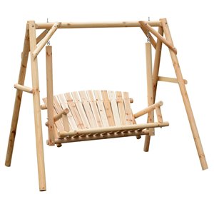 Outsunny Swing Chair 2-person Natural Wood Wood Outdoor Swing