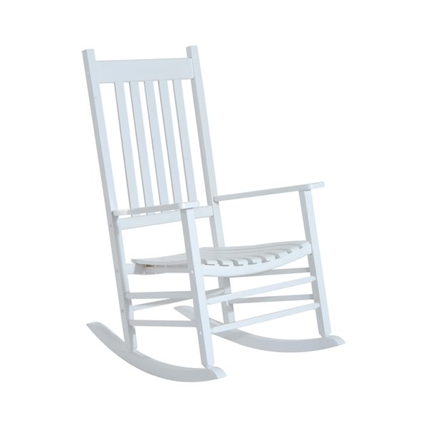 Image of Outsunny | Rocking Chair White Wood Rocker Balcony Chair With White Solid Seat | Rona