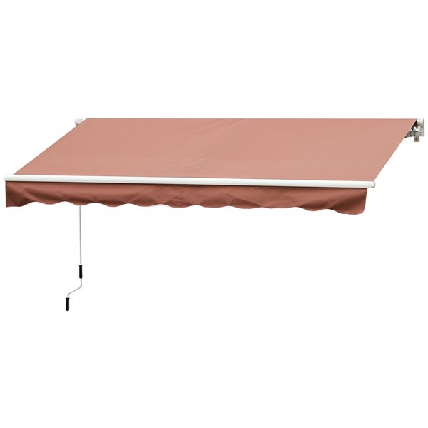 Outsunny 120-in W x 120-in Projection Brown Solid Slope Low Eave Window/door Manual Retraction Awning