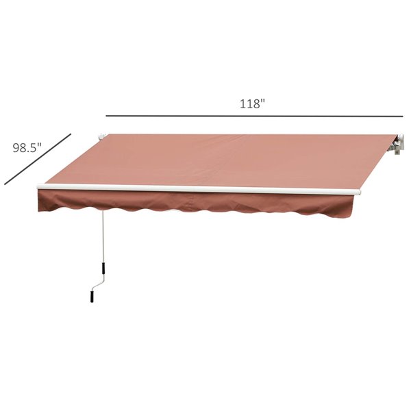 Outsunny 120-in W x 120-in Projection Brown Solid Slope Low Eave Window/door Manual Retraction Awning