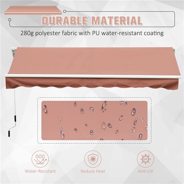 Outsunny 120-in W x 120-in Projection Brown Solid Slope Low Eave Window/door Manual Retraction Awning