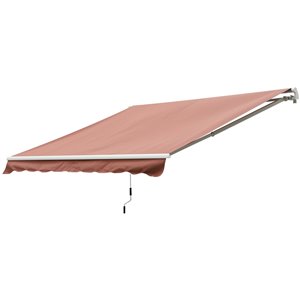 OutSunny 120-in W x 120-in Projection Brown Solid Slope Low Eave Window/door Manual Retraction Awning