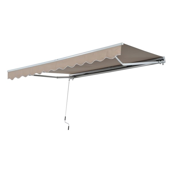 Outsunny 156-in W x 156-in Projection Brown Solid Slope Low Eave Window/door Manual Retraction Awning