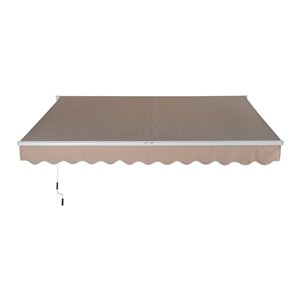 Outsunny 156-in W x 156-in Projection Brown Solid Slope Low Eave Window/door Manual Retraction Awning