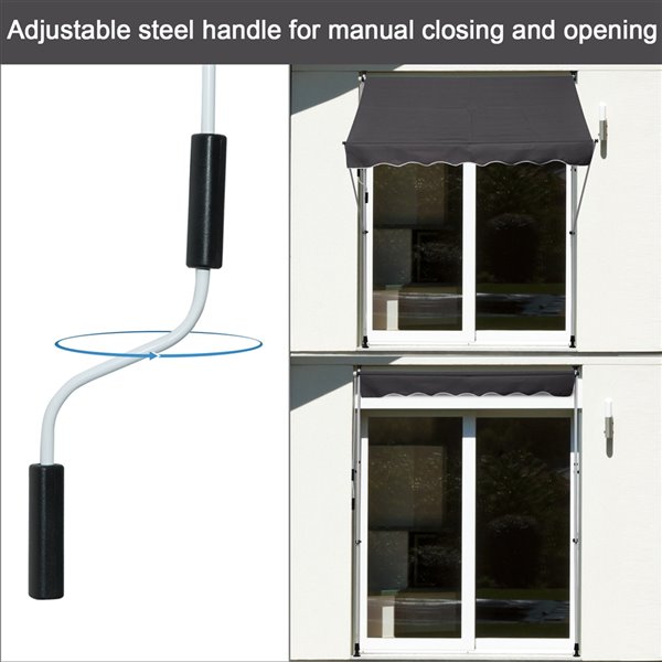 Outsunny 79.2-in W x 79.2-in Projection White Solid Slope Window/door Manual Retraction Awning