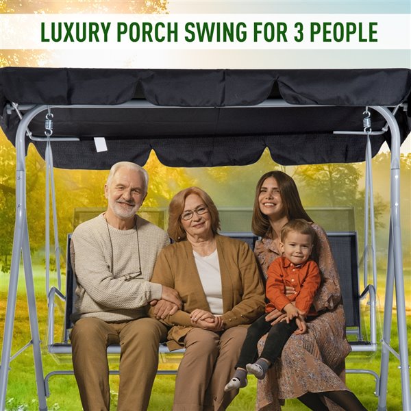 Outsunny Swing Chair 3-person Outdoor Swing in Grey Steel
