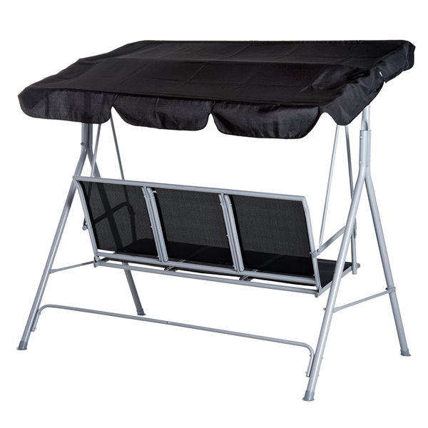 Outsunny Swing Chair 3-person Outdoor Swing in Grey Steel