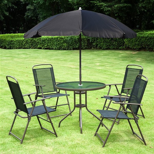 Outsunny Furniture Sets 6-piece Black Bistro Patio Dining Set With ...