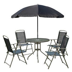 Outsunny Furniture Sets 6-piece Black Bistro Patio Dining Set With Umbrella