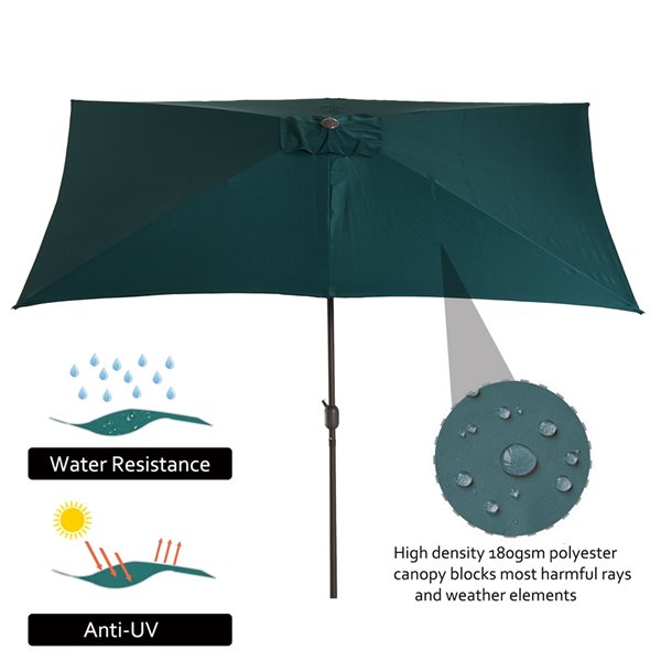 Outsunny The Sun Umbrella 9.68-ft Garden Patio Umbrella No-tilt (Green)