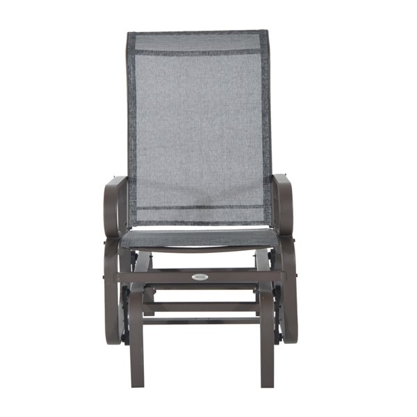 Outsunny 1-person Outdoor Steel/Sling Rocking Chair - Brown