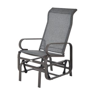 Fauteuil berçant d'extérieur Outsunny simple en acier/toile, brun