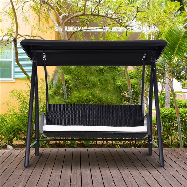 outsunny garden rattan swing chair