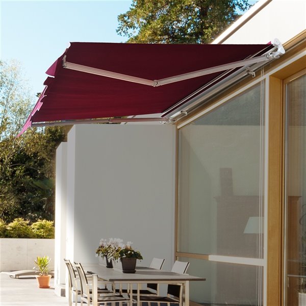 Outsunny 79.2-in W x 96-in Projection Red Solid Slope Low Eave Window Manual Retraction Awning