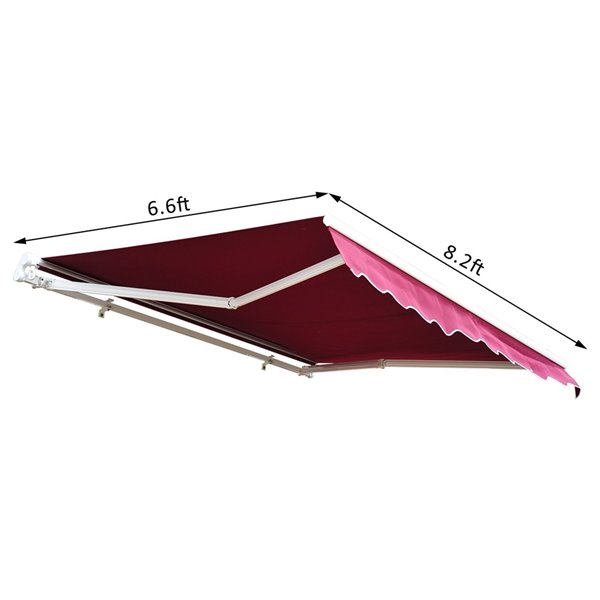 Outsunny 79.2-in W x 96-in Projection Red Solid Slope Low Eave Window Manual Retraction Awning