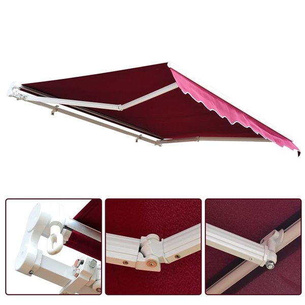 Outsunny 79.2-in W x 96-in Projection Red Solid Slope Low Eave Window Manual Retraction Awning