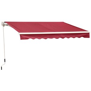 Outsunny 79.2-in W x 96-in Projection Red Solid Slope Low Eave Window Manual Retraction Awning