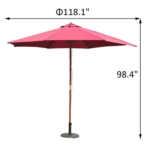 Outsunny The Sun Umbrella 9.84-ft Red Garden Patio Umbrella No-tilt