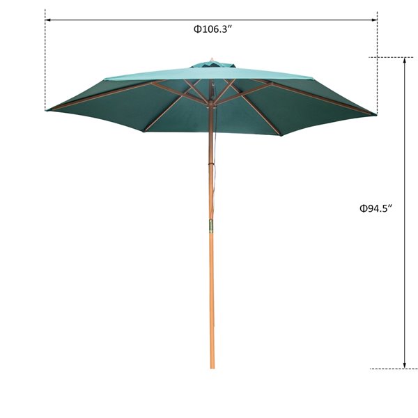 Outsunny The Sun Umbrella 8.86-ft Green Garden Patio Umbrella No-tilt