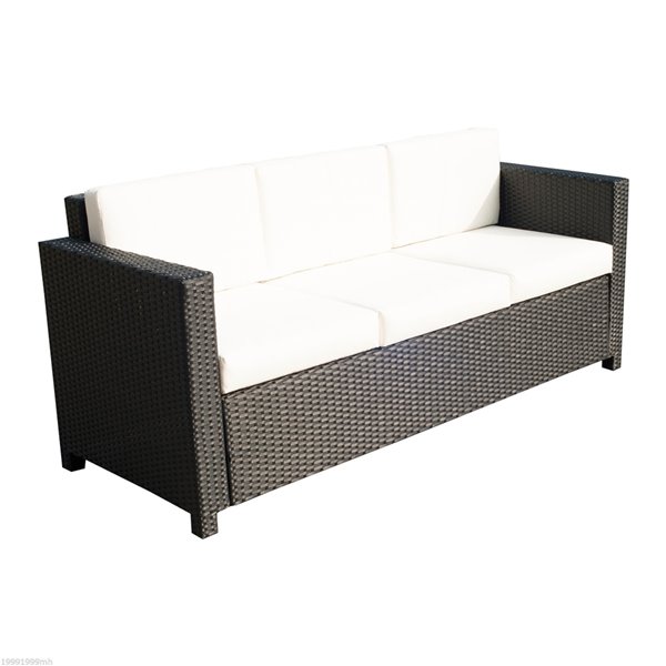 Image of Outsunny | Three Sofa Wicker Outdoor Sofa With White Wicker Frame - Cushions Included | Rona