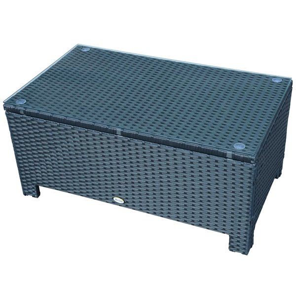 Outsunny Black Rectangle Rattan Outdoor End Table 19.7-in W X 33.5-in L