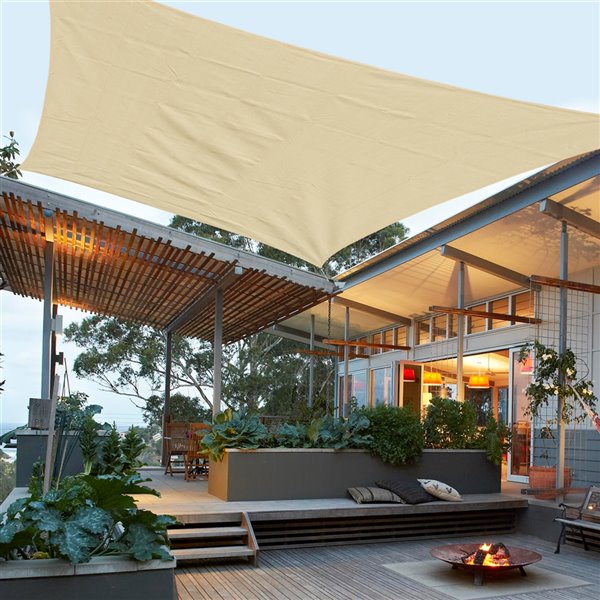 Outsunny Sunshade Cloth 13.125-ft x 9.842-ft Sand Shade Fabric 01-0630 ...