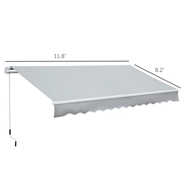 Outsunny 141.6-in W x 141.6-in Projection Gray Solid Slope Window/door Manual Retraction Awning