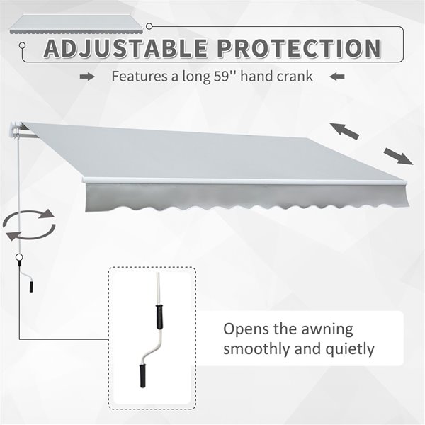 Outsunny 141.6-in W x 141.6-in Projection Gray Solid Slope Window/door Manual Retraction Awning