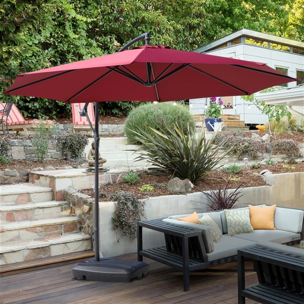 Outsunny 31 5 In W Cantilever Umbrella, Offset Patio Umbrella Base With Wheels Sand Water Filled
