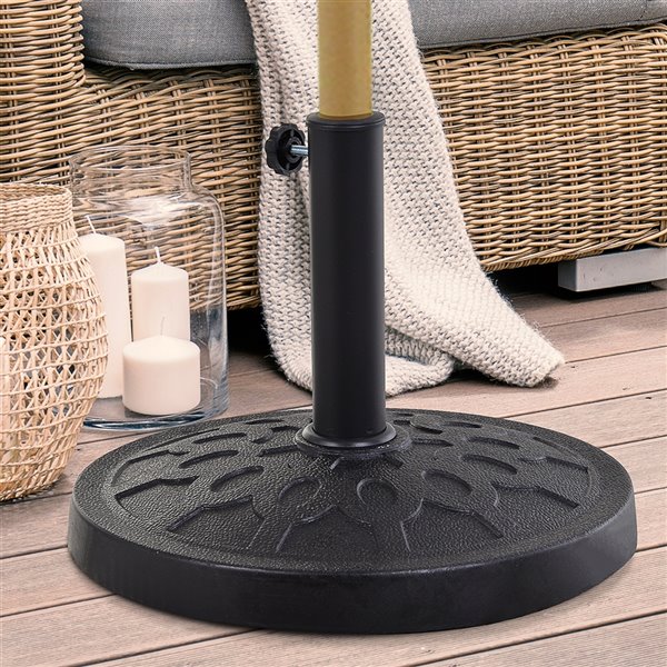 OutSunny 17.75in Round Resin Patio Umbrella Stand, Black 84D079 RONA