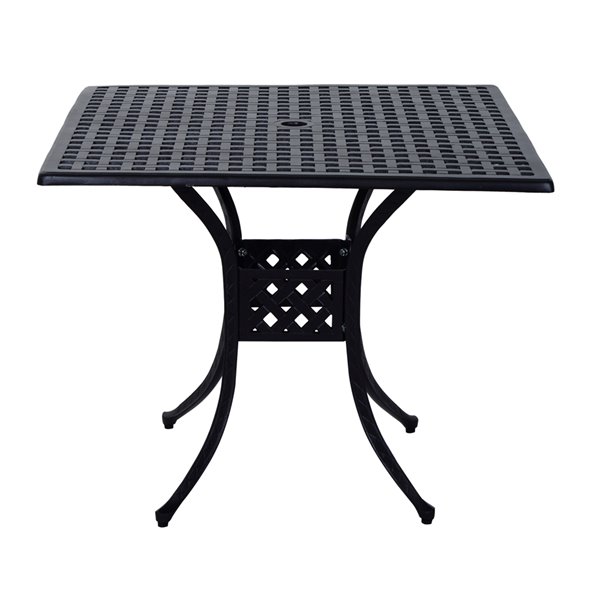 Table bistrot carrée noire pour extérieur Outsunny en aluminium 35,4 po