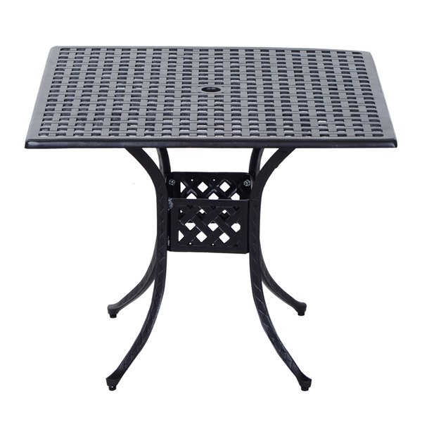 Table bistrot carrée noire pour extérieur Outsunny en aluminium 35,4 po