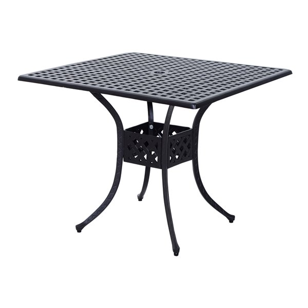 Table bistrot carrée noire pour extérieur Outsunny en aluminium 35,4 po