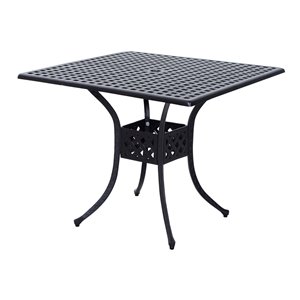 Outsunny Black Aluminum Square Outdoor Bistro Table 35.4-in