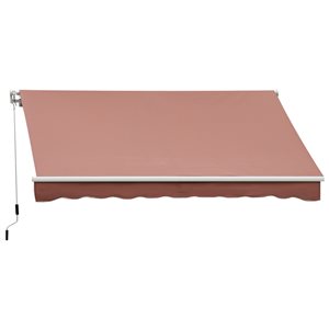 OutSunny 156-in W x 156-in Projection Brown Solid Slope Low Eave Window/door Right Motor Retractable Awning
