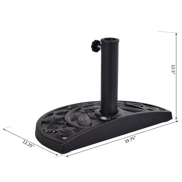 Outsunny 20-in Black Metal and Resin Half-Round Umbrella Base