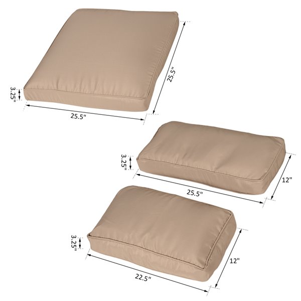 Outsunny 14-Piece Patio Polyester Cushion Cover Replacement Set, Beige