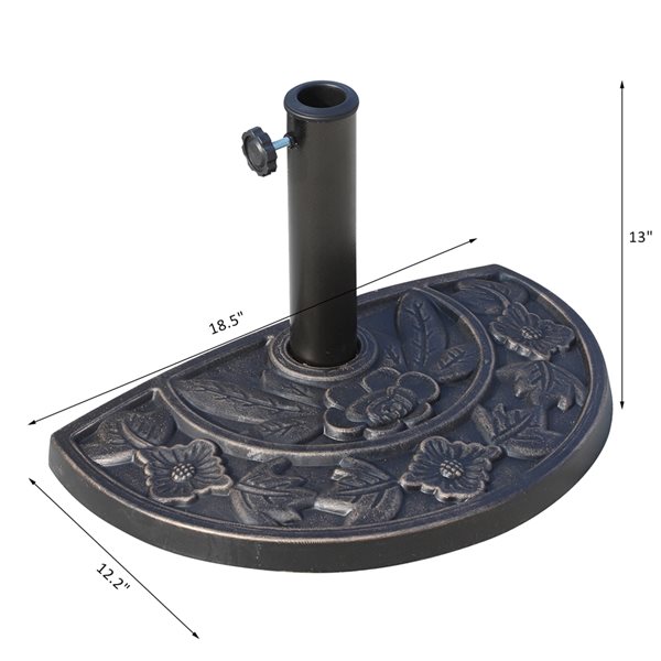 Outsunny 20-in Half Round Bronze Steel Antique Umbrella Base with Flower Pattern