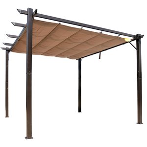 Outsunny 9.8 W x 9.8 L x 7.3-ft Brown Metal Freestanding Pergola with Canopy Included