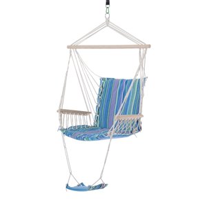 Outsunny Blue/Green Stripes Fabric Hanging Hammock Chair