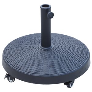 Outsunny 20.5-in Round Resin Patio Umbrella Base with Wheels, Black